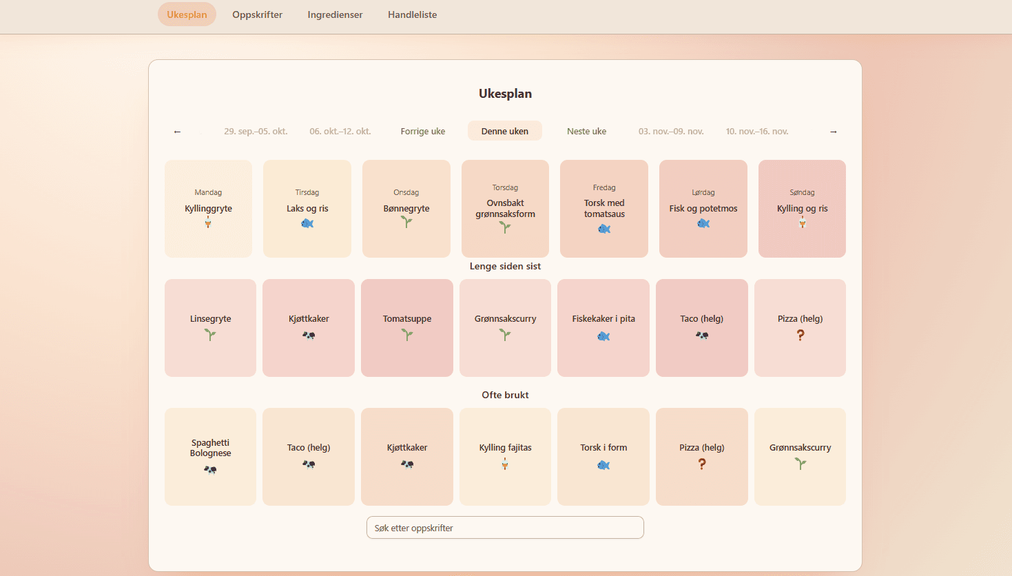 Meal Planner app screenshot