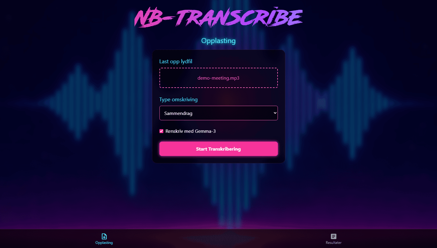 NB-Transcribe app screenshot